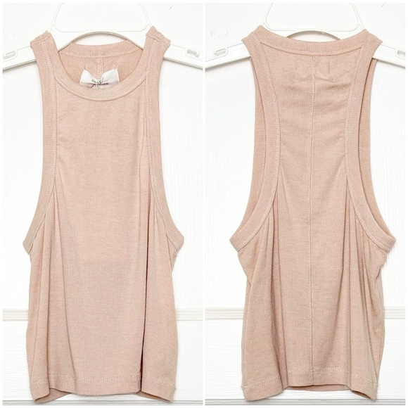 NWT REVOLVE GREY/VEN 90s Cashmere Blend Rib Knit Sleeveless Cropped Tank Top XS - Picture 3 of 4